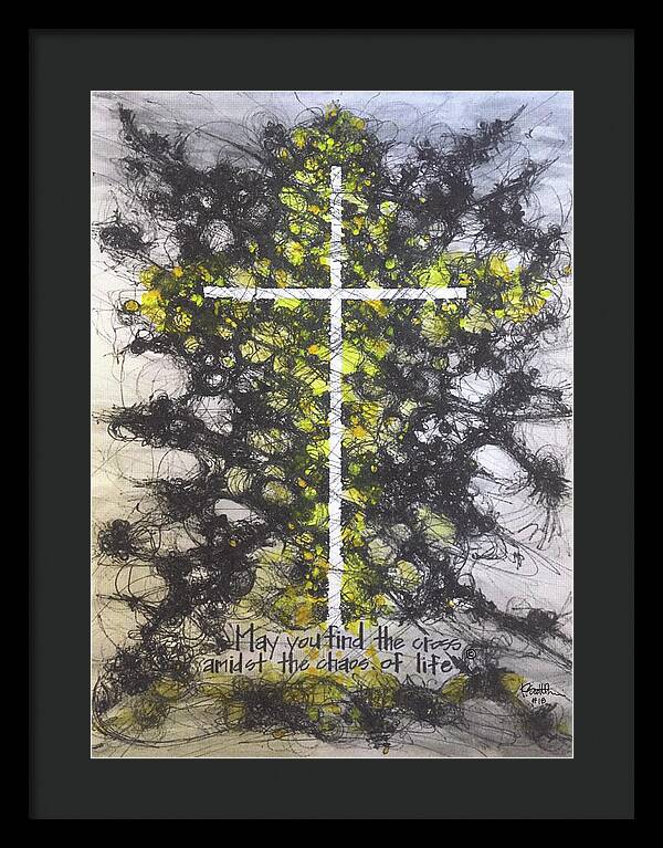 Chaos Order Cross 18 - Luminous Yellow - Framed Print