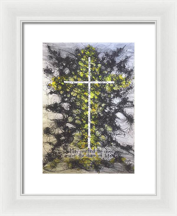 Chaos Order Cross 18 - Luminous Yellow - Framed Print