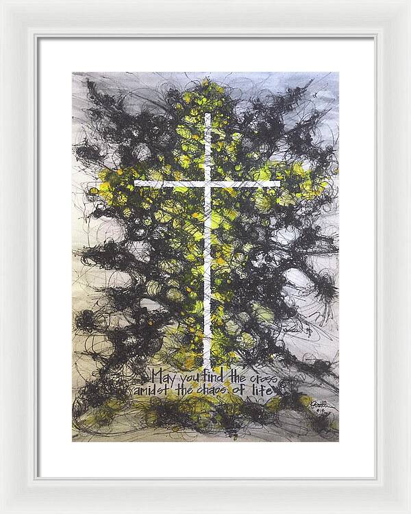 Chaos Order Cross 18 - Luminous Yellow - Framed Print