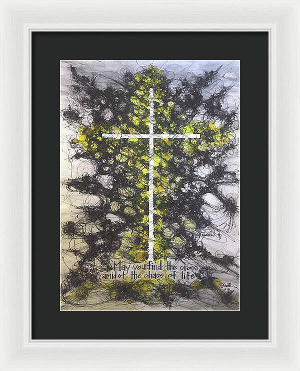 Chaos Order Cross 18 - Luminous Yellow - Framed Print