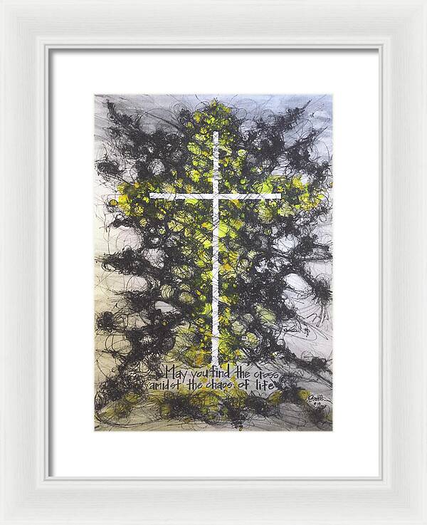 Chaos Order Cross 18 - Luminous Yellow - Framed Print