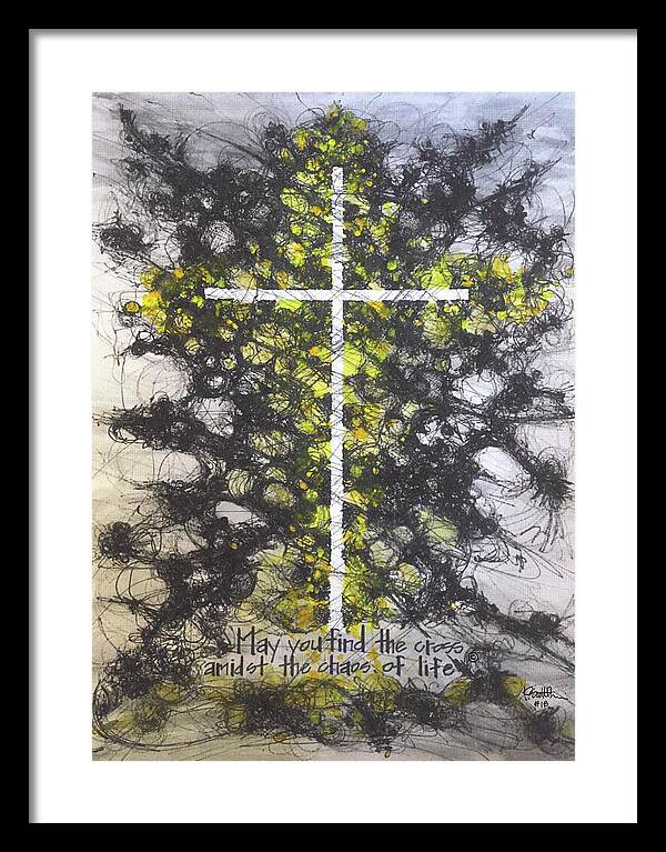 Chaos Order Cross 18 - Luminous Yellow - Framed Print