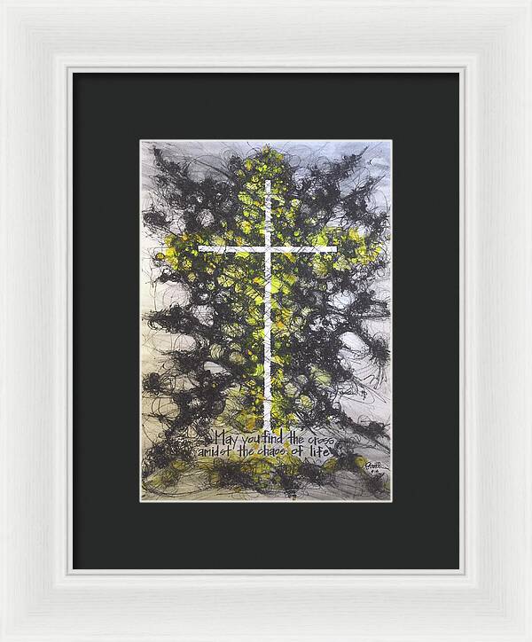 Chaos Order Cross 18 - Luminous Yellow - Framed Print