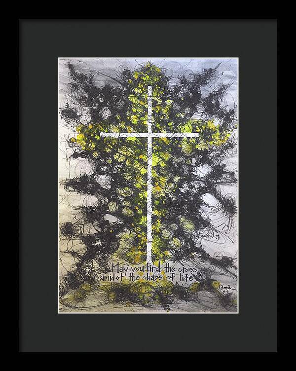 Chaos Order Cross 18 - Luminous Yellow - Framed Print