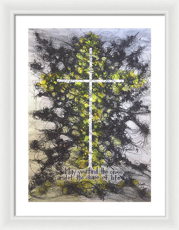 Chaos Order Cross 18 - Luminous Yellow - Framed Print