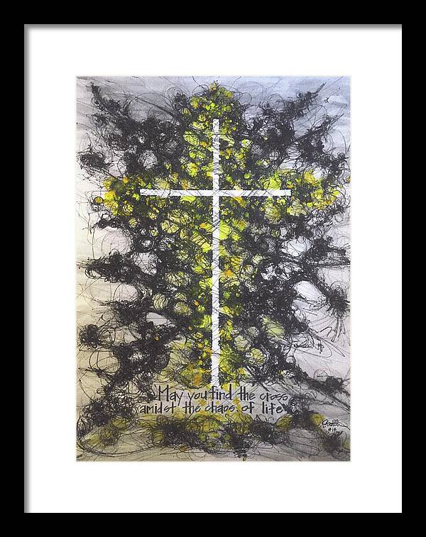 Chaos Order Cross 18 - Luminous Yellow - Framed Print