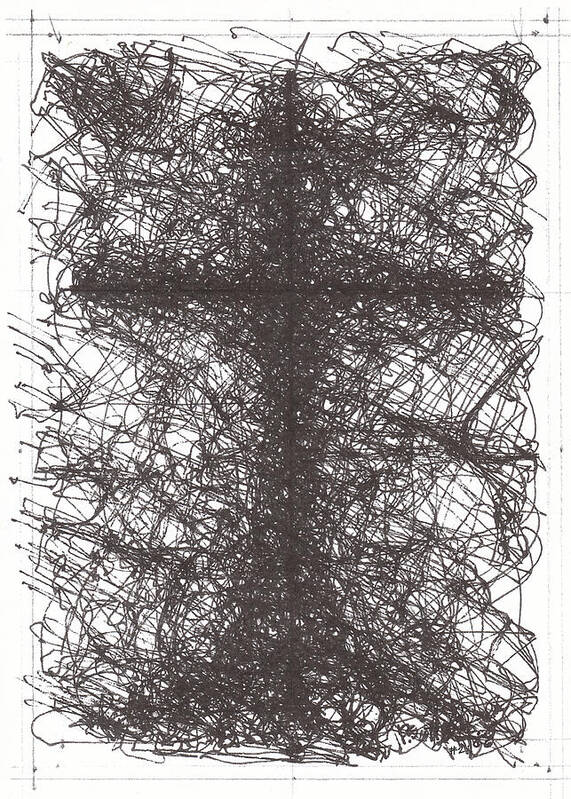 Chaos Order Cross 02 - Black and White - Art Print