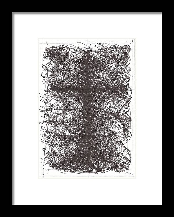 Chaos Order Cross 02 - Black and White - Framed Print