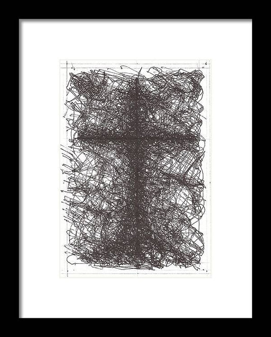 Chaos Order Cross 02 - Black and White - Framed Print