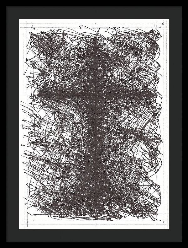 Chaos Order Cross 02 - Black and White - Framed Print