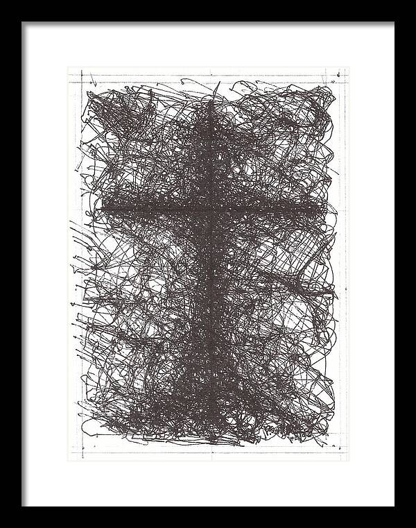 Chaos Order Cross 02 - Black and White - Framed Print