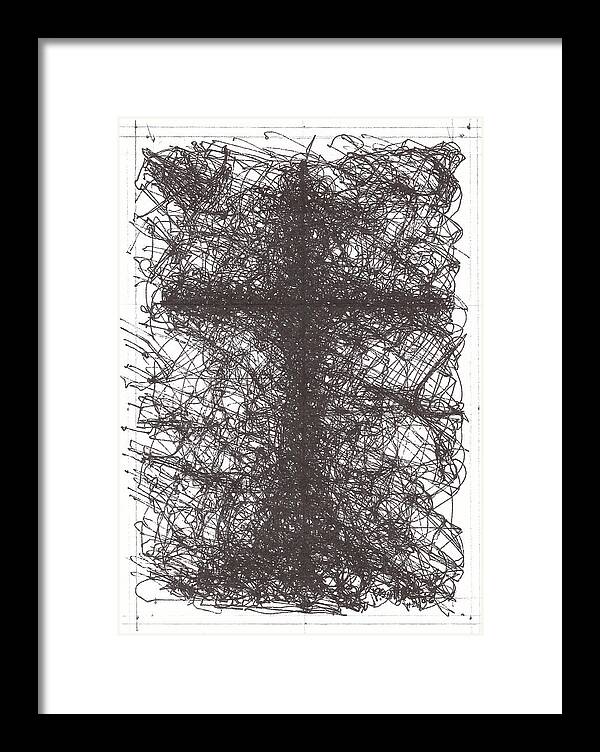 Chaos Order Cross 02 - Black and White - Framed Print