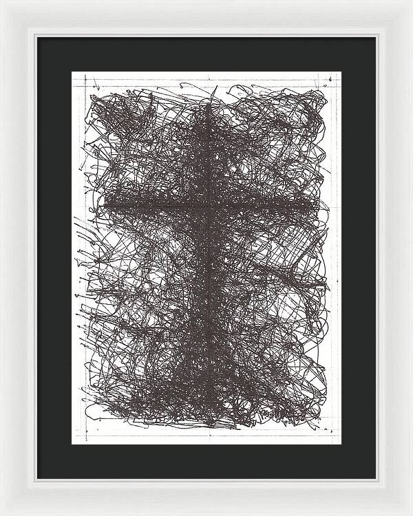 Chaos Order Cross 02 - Black and White - Framed Print