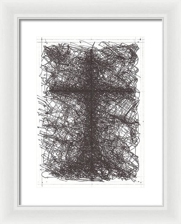 Chaos Order Cross 02 - Black and White - Framed Print