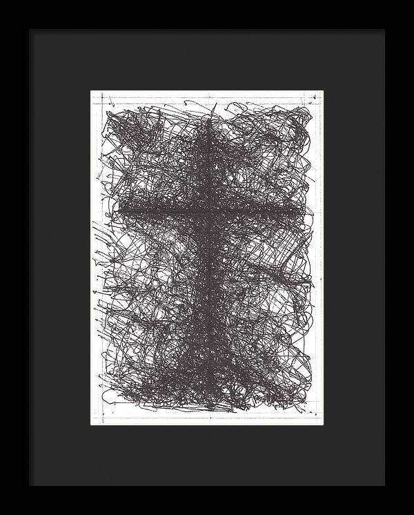 Chaos Order Cross 02 - Black and White - Framed Print