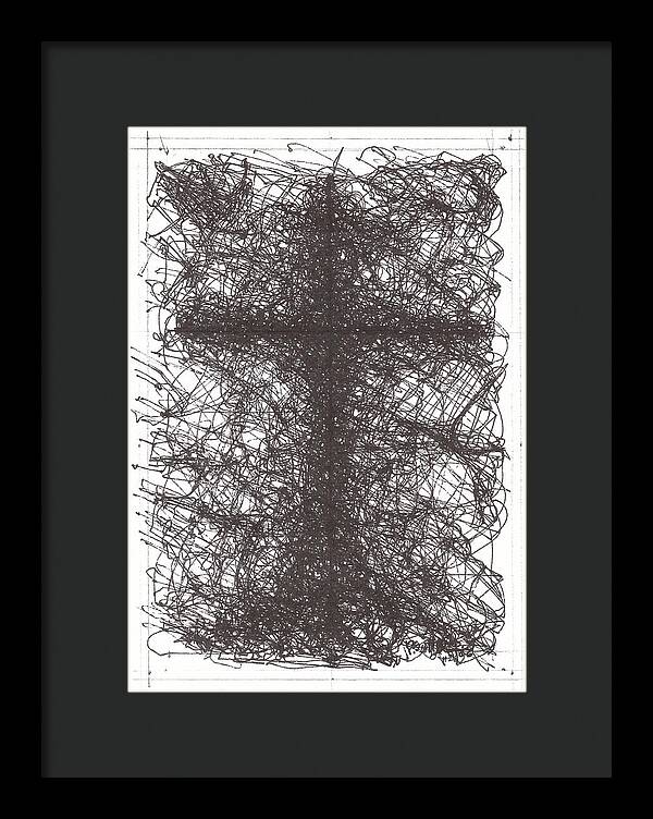 Chaos Order Cross 02 - Black and White - Framed Print