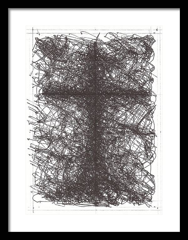 Chaos Order Cross 02 - Black and White - Framed Print