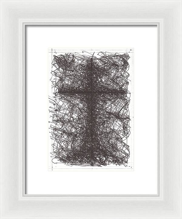 Chaos Order Cross 02 - Black and White - Framed Print