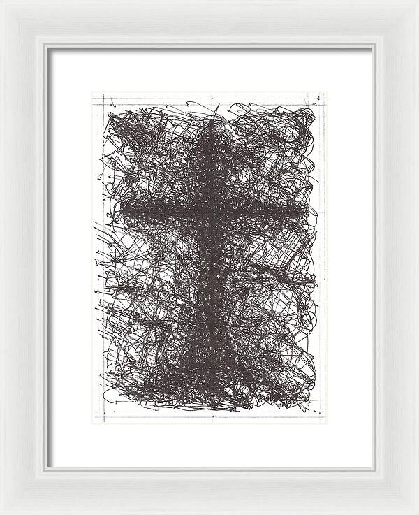 Chaos Order Cross 02 - Black and White - Framed Print