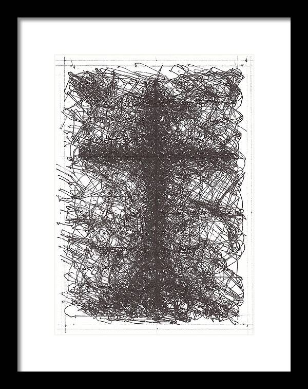 Chaos Order Cross 02 - Black and White - Framed Print