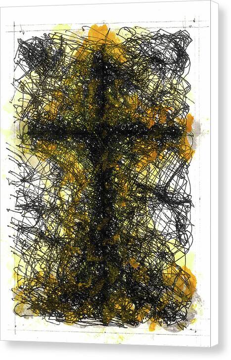 Chaos Order Cross 02 - Luminous Yellow - Canvas Print