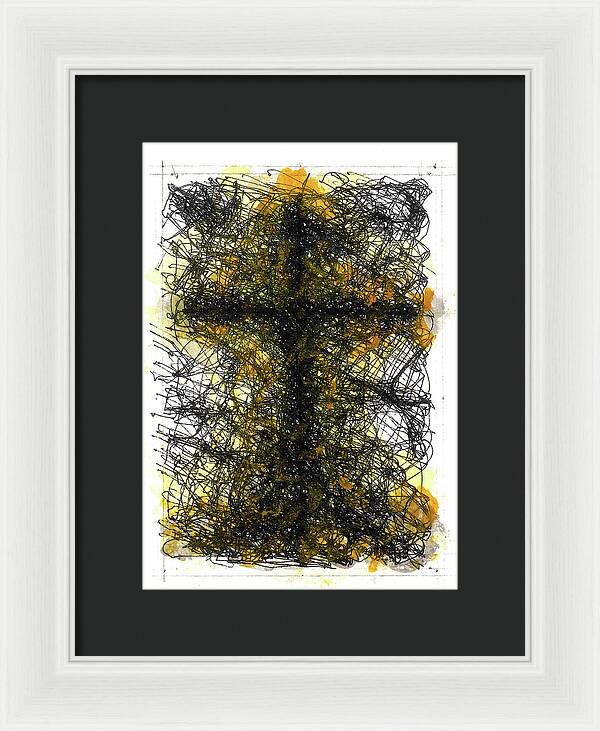 Chaos Order Cross 02 - Luminous Yellow - Framed Print