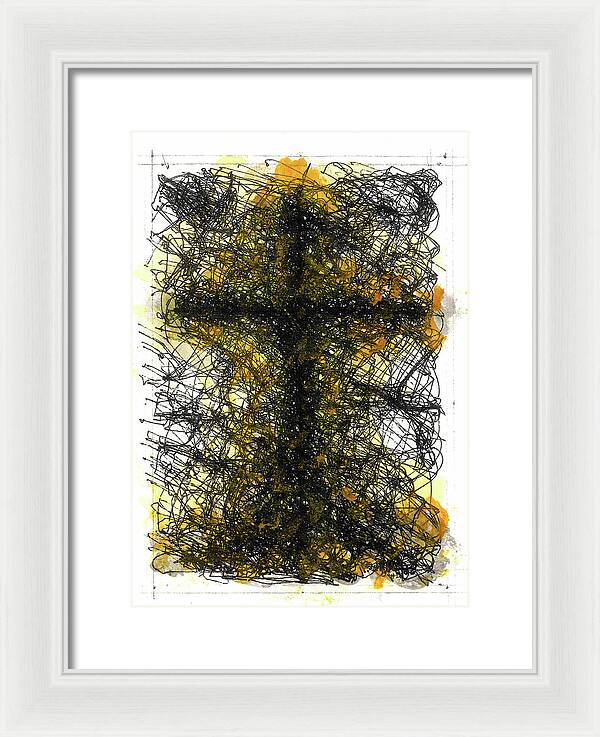 Chaos Order Cross 02 - Luminous Yellow - Framed Print