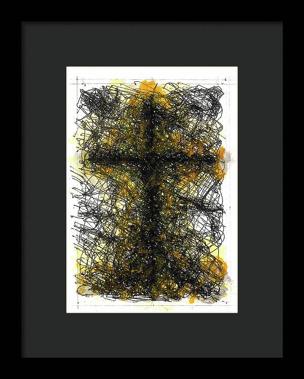 Chaos Order Cross 02 - Luminous Yellow - Framed Print
