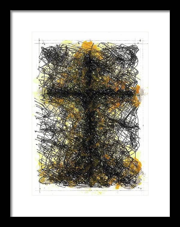 Chaos Order Cross 02 - Luminous Yellow - Framed Print
