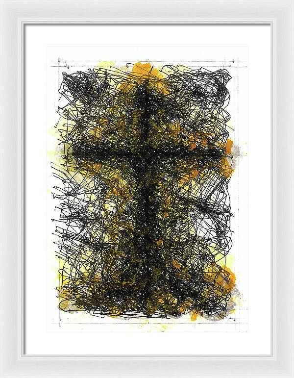 Chaos Order Cross 02 - Luminous Yellow - Framed Print