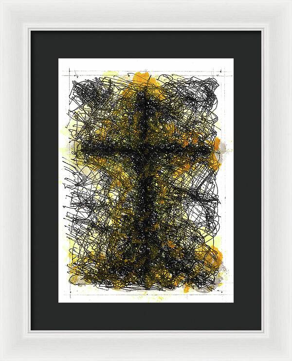 Chaos Order Cross 02 - Luminous Yellow - Framed Print