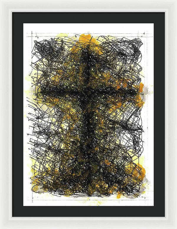Chaos Order Cross 02 - Luminous Yellow - Framed Print