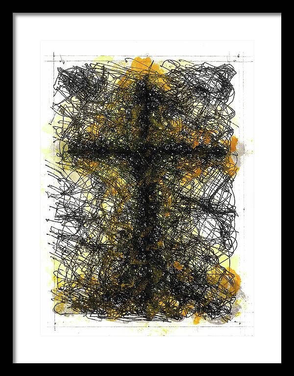 Chaos Order Cross 02 - Luminous Yellow - Framed Print