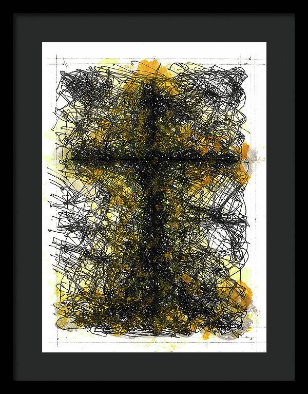 Chaos Order Cross 02 - Luminous Yellow - Framed Print