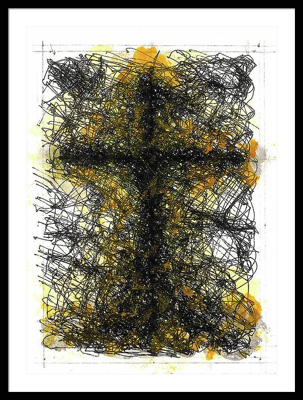 Chaos Order Cross 02 - Luminous Yellow - Framed Print