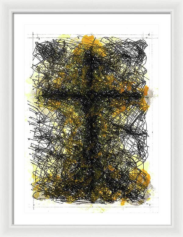 Chaos Order Cross 02 - Luminous Yellow - Framed Print