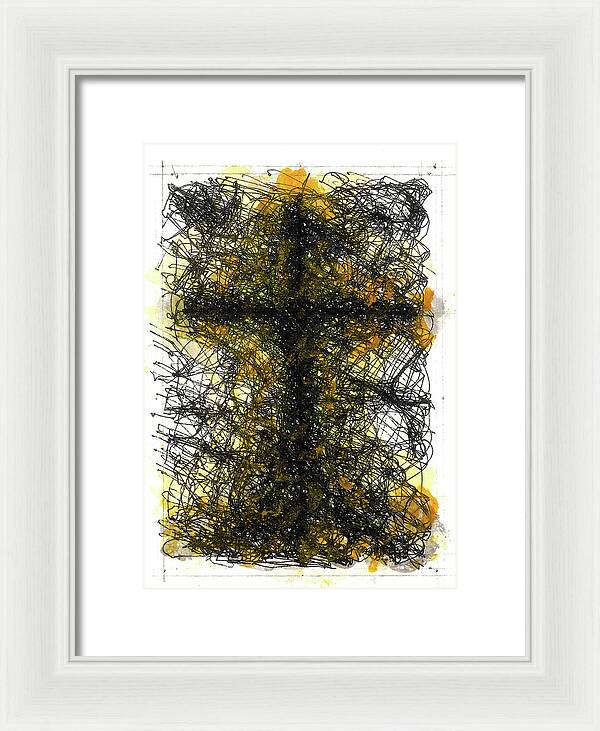 Chaos Order Cross 02 - Luminous Yellow - Framed Print