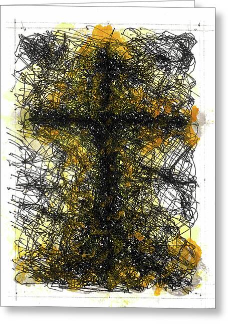 Chaos Order Cross 02 - Luminous Yellow - Greeting Card