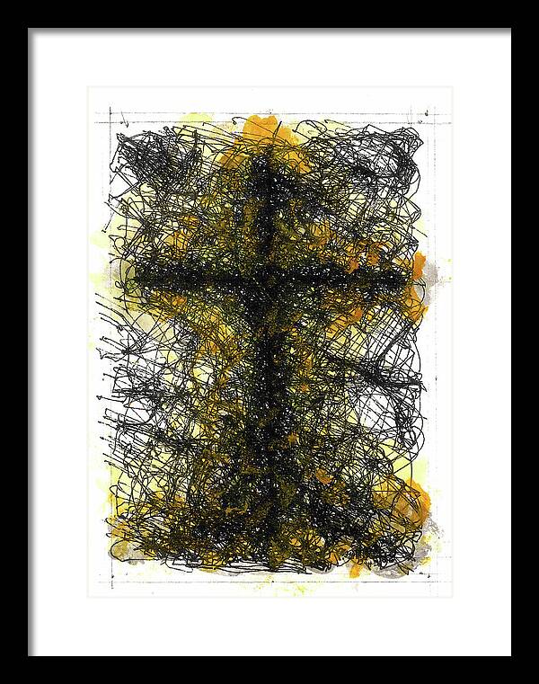 Chaos Order Cross 02 - Luminous Yellow - Framed Print