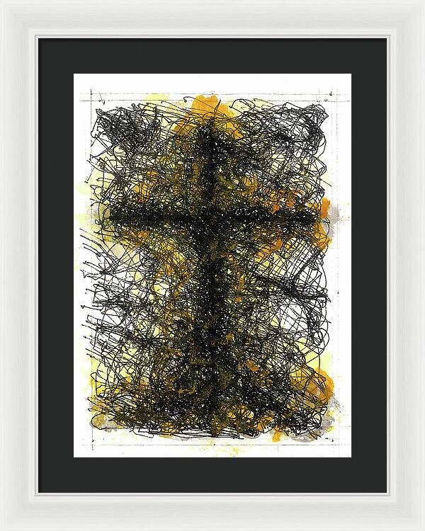 Chaos Order Cross 02 - Luminous Yellow - Framed Print