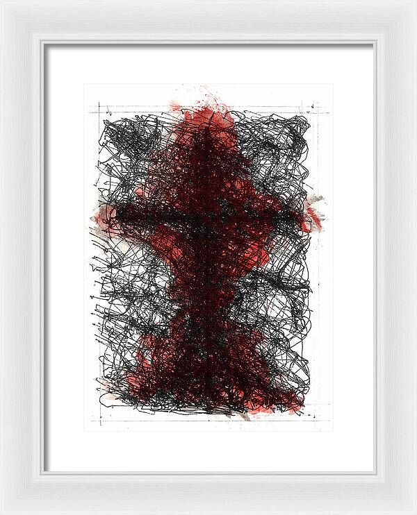 Chaos Order Cross 02 - Sorrowful Red - Framed Print