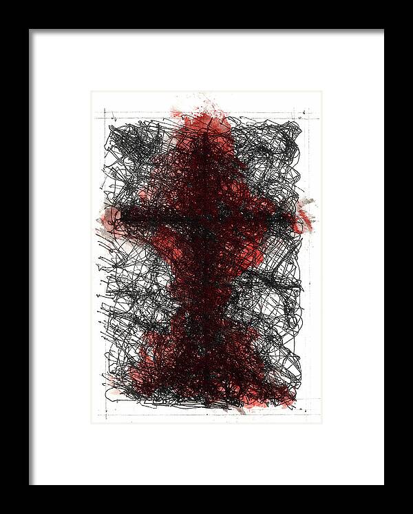 Chaos Order Cross 02 - Sorrowful Red - Framed Print