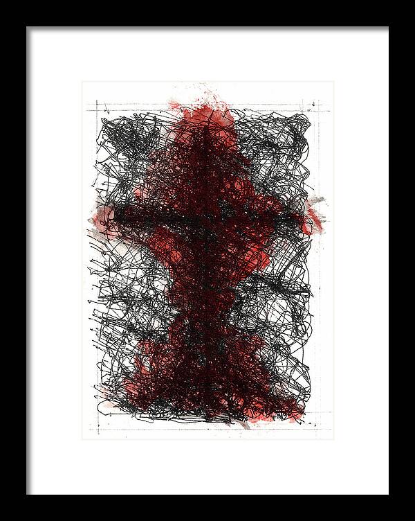 Chaos Order Cross 02 - Sorrowful Red - Framed Print