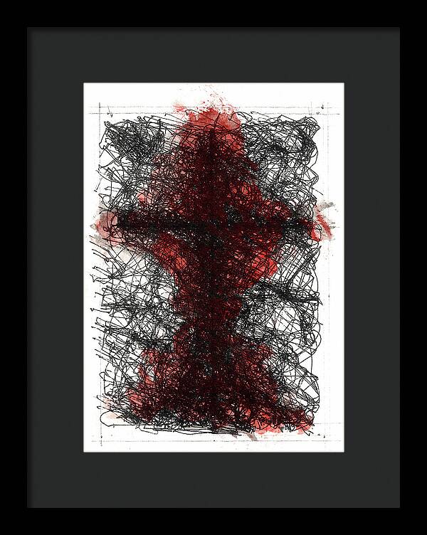 Chaos Order Cross 02 - Sorrowful Red - Framed Print