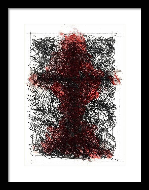 Chaos Order Cross 02 - Sorrowful Red - Framed Print