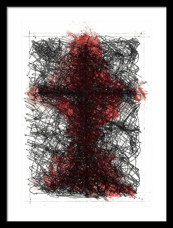 Chaos Order Cross 02 - Sorrowful Red - Framed Print