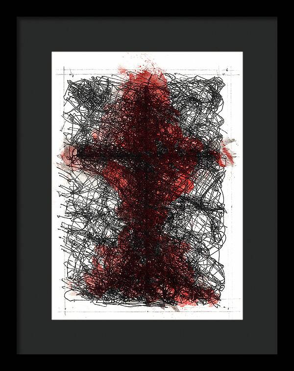Chaos Order Cross 02 - Sorrowful Red - Framed Print