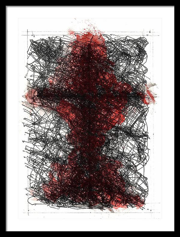 Chaos Order Cross 02 - Sorrowful Red - Framed Print