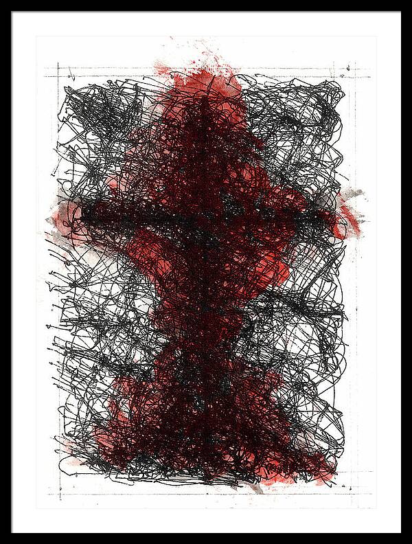 Chaos Order Cross 02 - Sorrowful Red - Framed Print