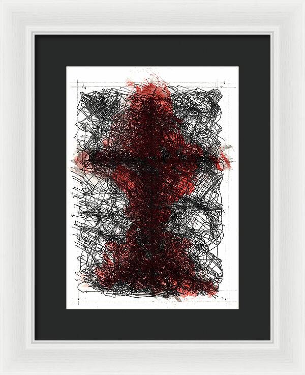 Chaos Order Cross 02 - Sorrowful Red - Framed Print